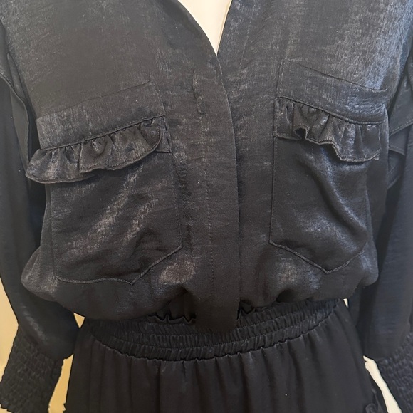 Misa Los Angeles Flirty Black Mini Ruffle Dress - Picture 6 of 7